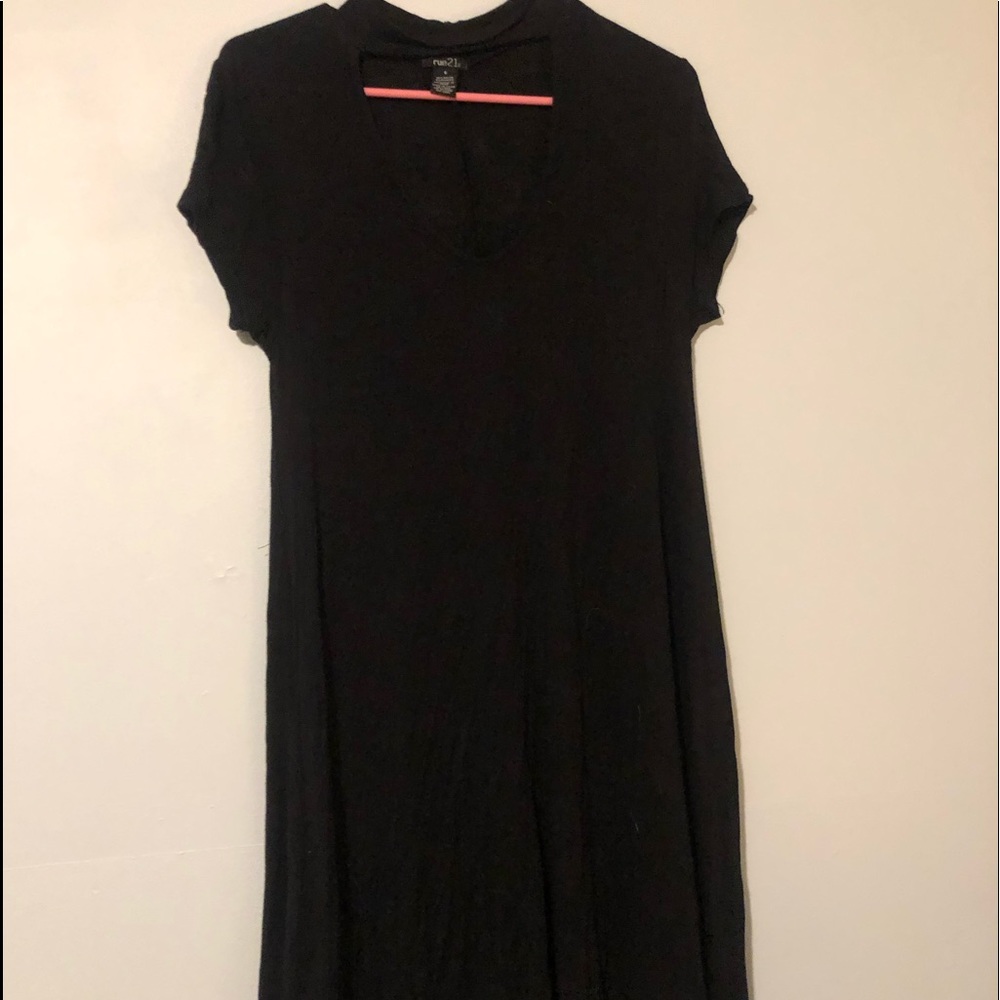 black t shirt dress with cutout